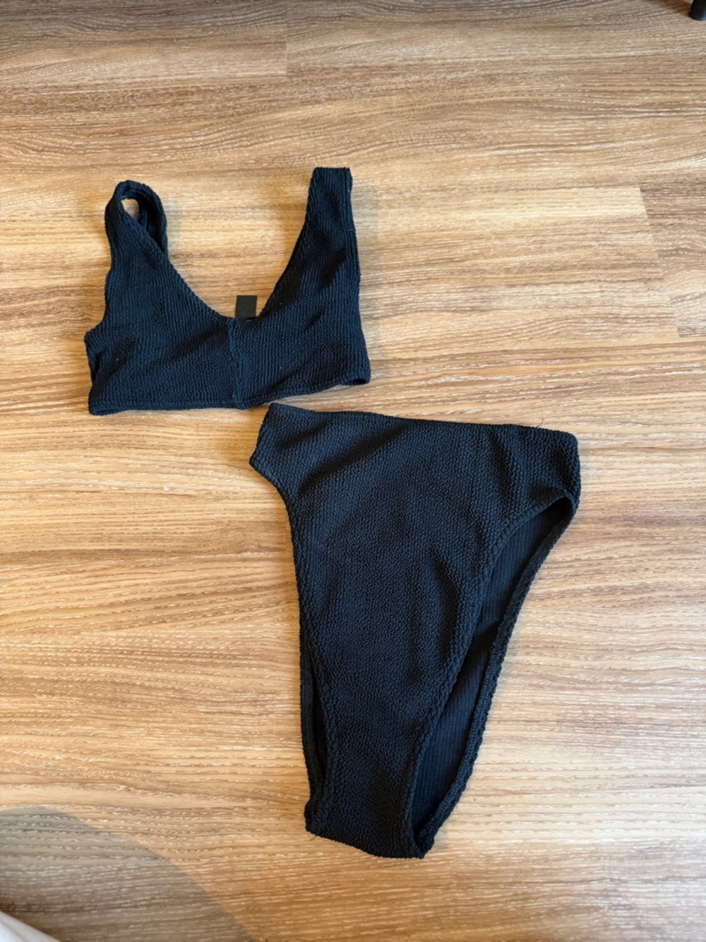 Asos Black Textured Scoop Bikini Set - Picture 5 of 5